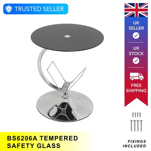 Black glass side table - -, round