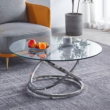 90cm Round Glass Coffee Table