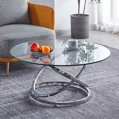 90cm round glass coffee - round, table