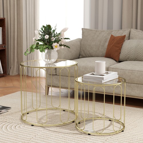 Round coffee table set - coffee,