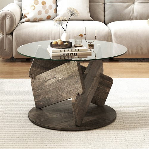 81cm glass coffee table - 81cm, round