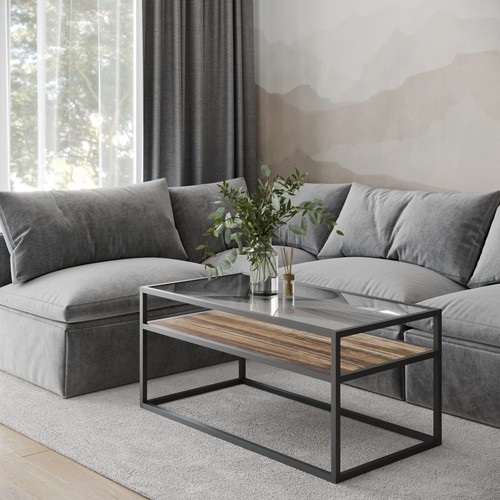 Glass display top coffee table - top,