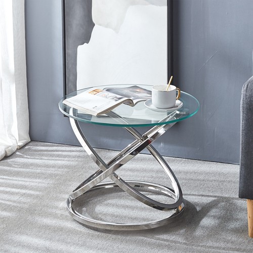 52cm round glass coffee table - 52cm,