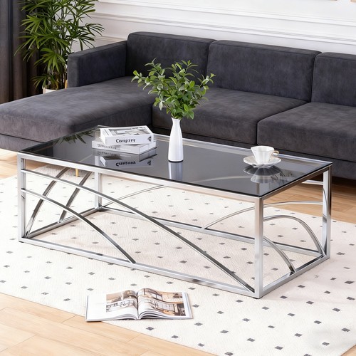 Rectangular glass coffee table - coffee,