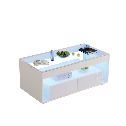 White coffee table with led - white,