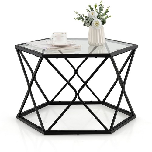 Geometric glass coffee table - geometric,